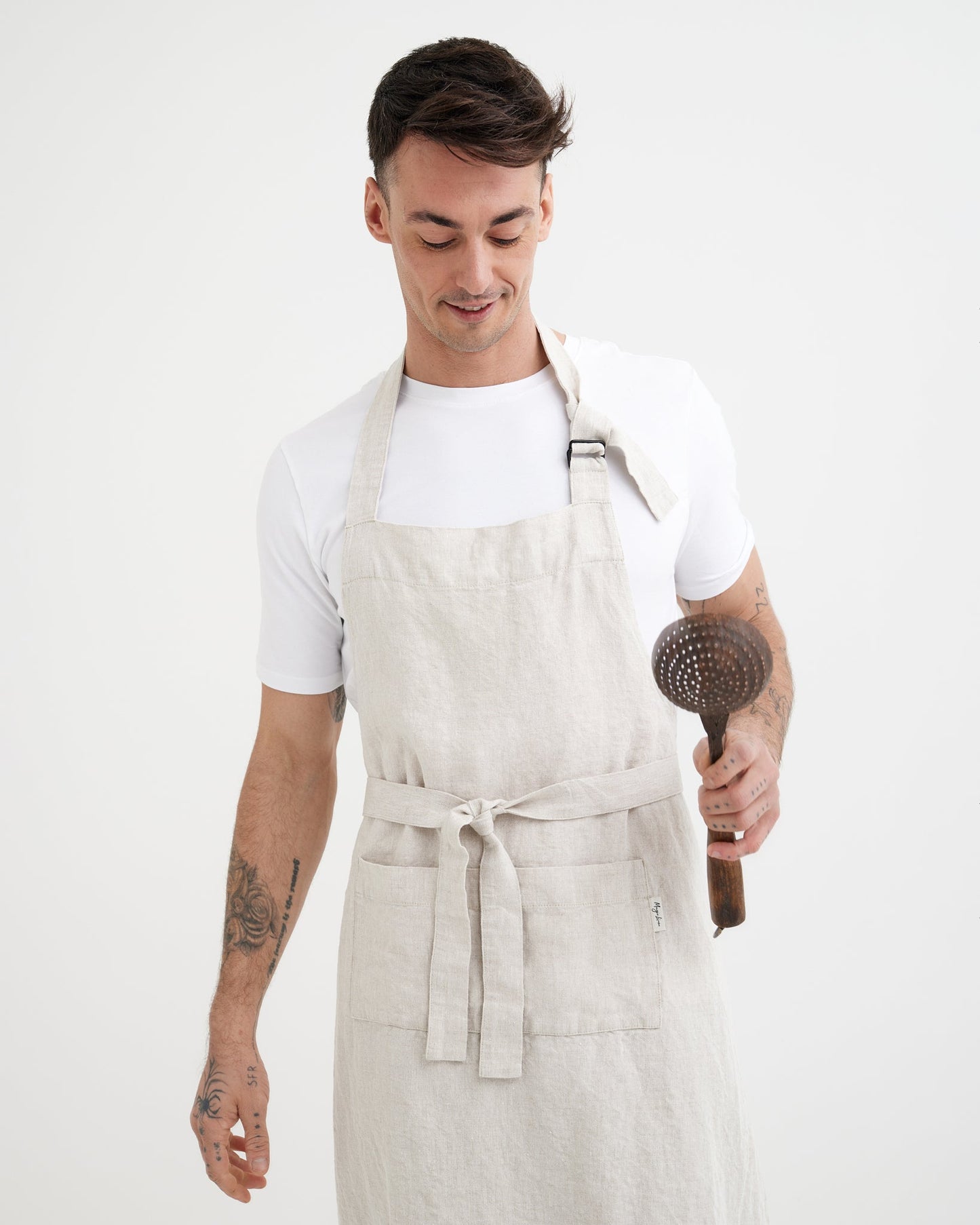 Men's linen apron in Natural flax