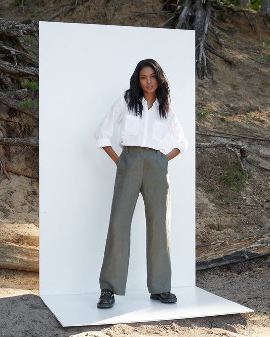 Linen pants Naples in Dark green | MagicLinen