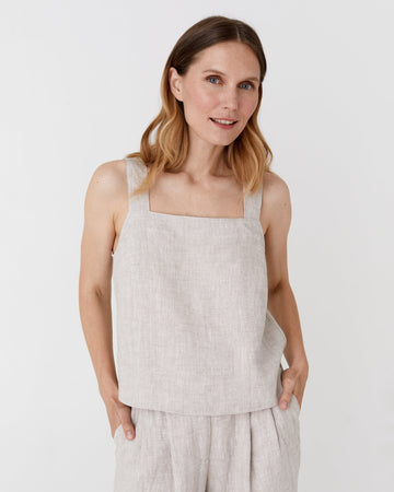 Linen tank top OLINDA in Natural melange - MagicLinen