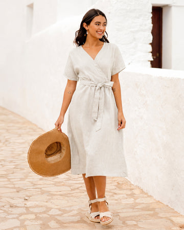 Linen Dress PADAR in Natural flax