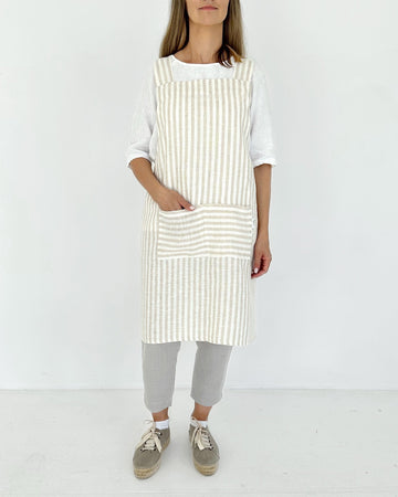 Pinafore cross-back linen apron in Various colors