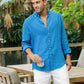 Classic men's linen shirt SINTRA in Cobalt blue