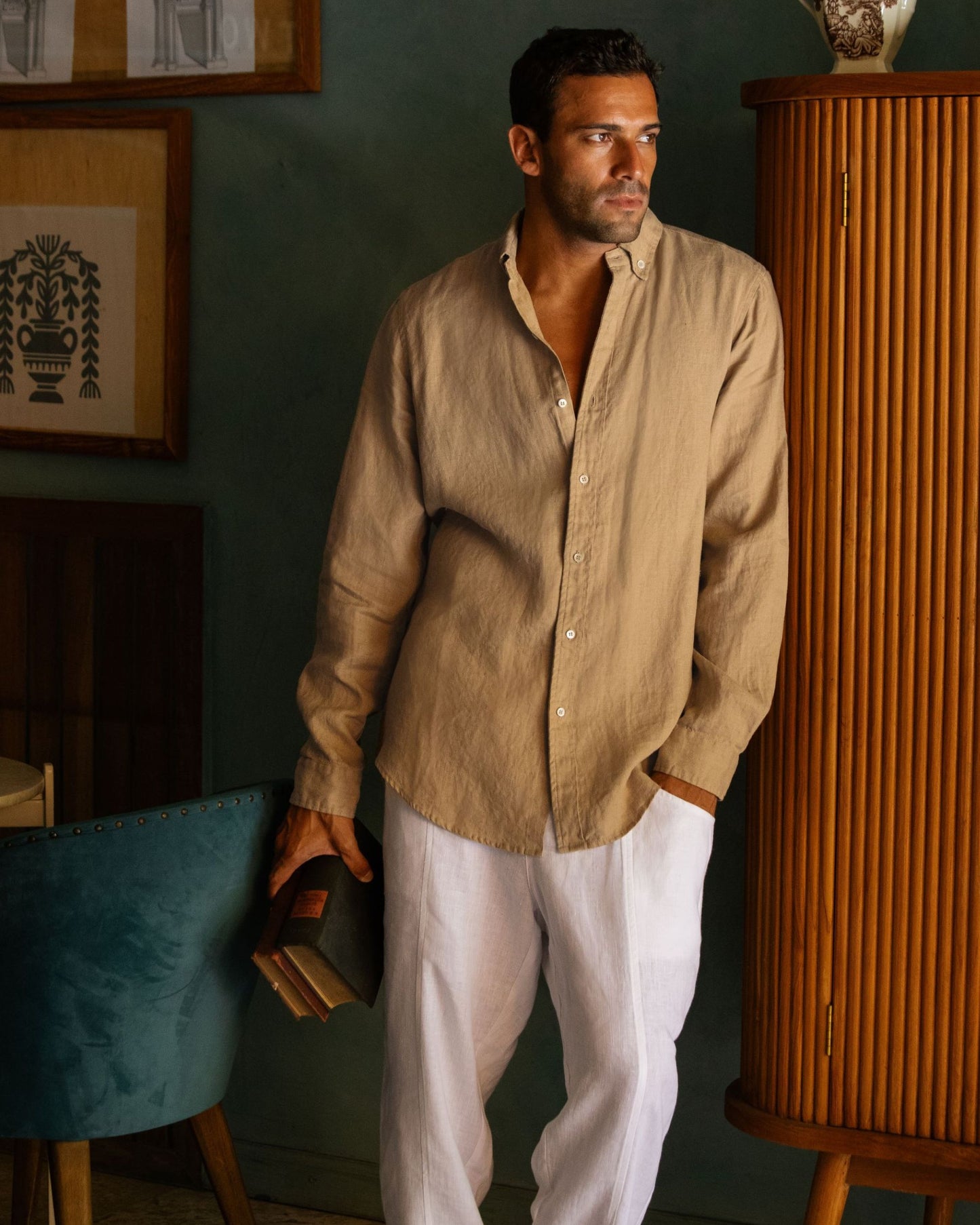 Classic men's linen shirt SINTRA in Wheat