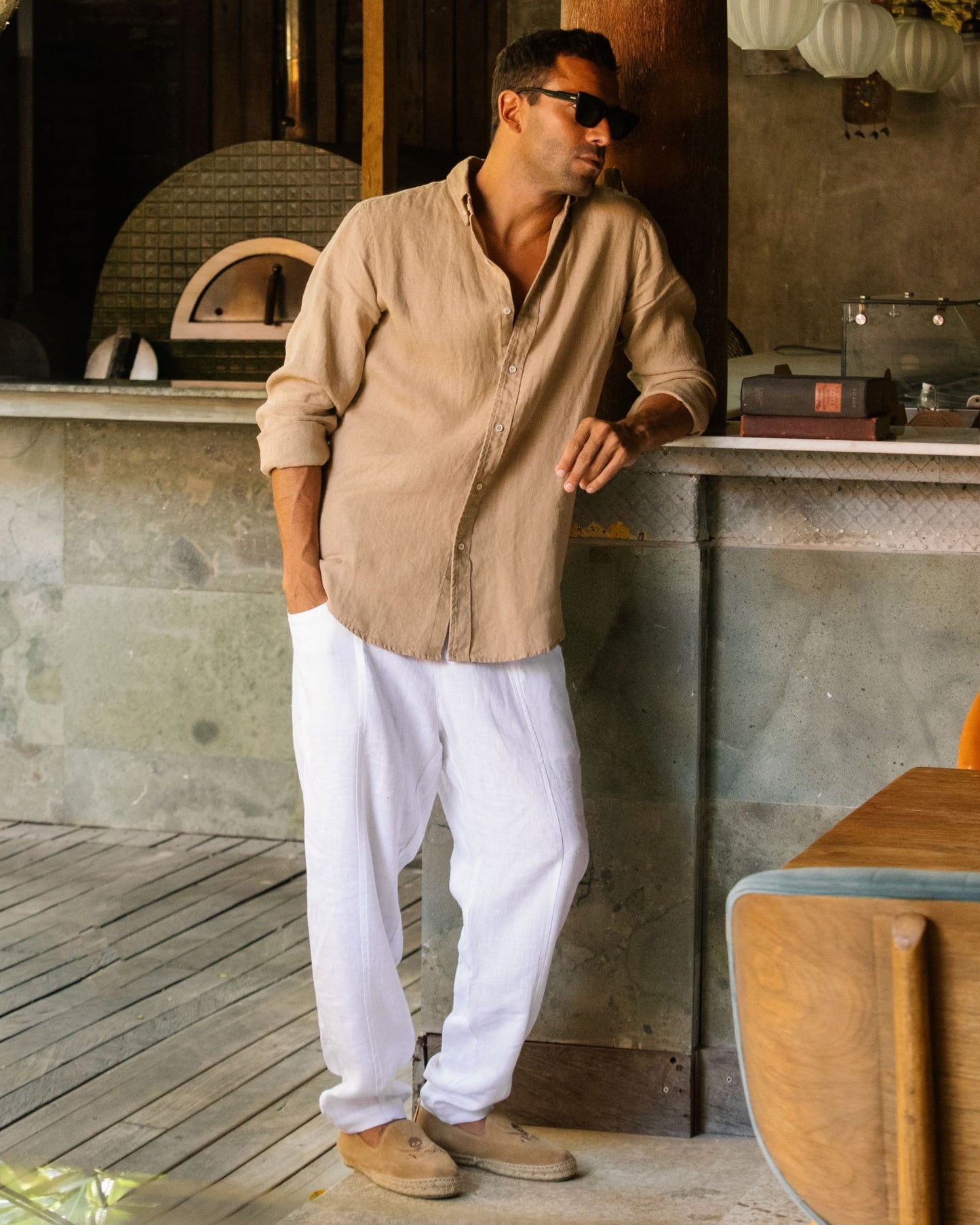 Classic men's linen shirt SINTRA in Wheat