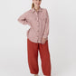 Oversized linen shirt SUMBA in Clay gingham - MagicLinen