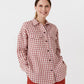 Oversized linen shirt SUMBA in Clay gingham - MagicLinen modelBoxOn
