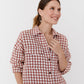 Oversized linen shirt SUMBA in Clay gingham - MagicLinen