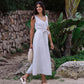 A-line Linen Dress CHILOE in Natural Melange | MagicLinen