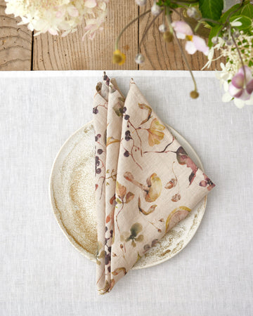 Autumn forest Print Linen Napkin Set | MagicLinen