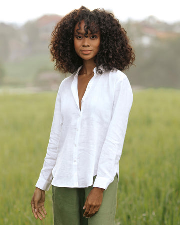 Long sleeve Linen Shirt BARCELONA in White