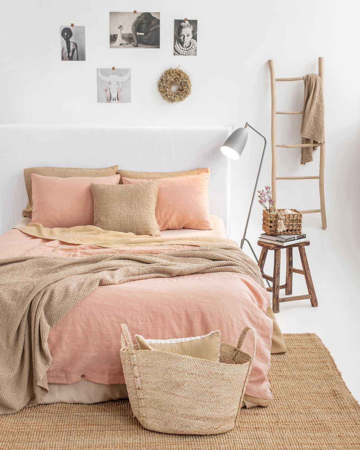 Beige waffle throw - MagicLinen