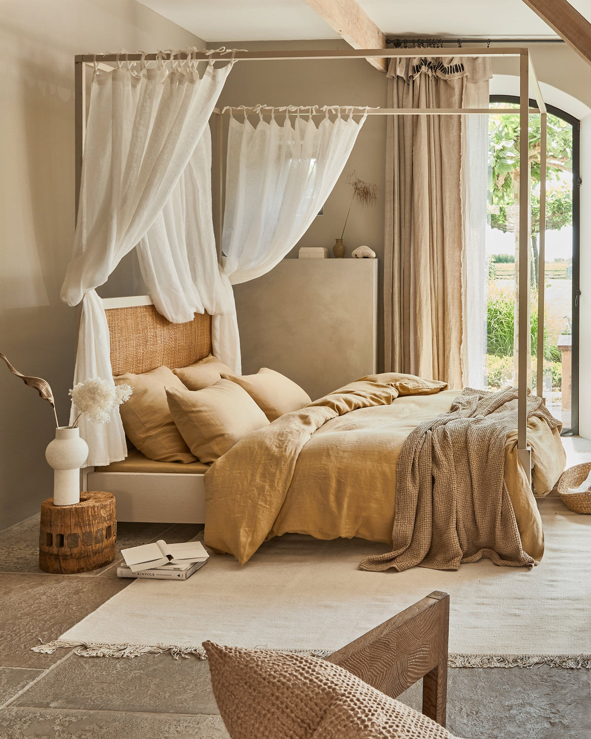 Beige waffle throw - MagicLinen