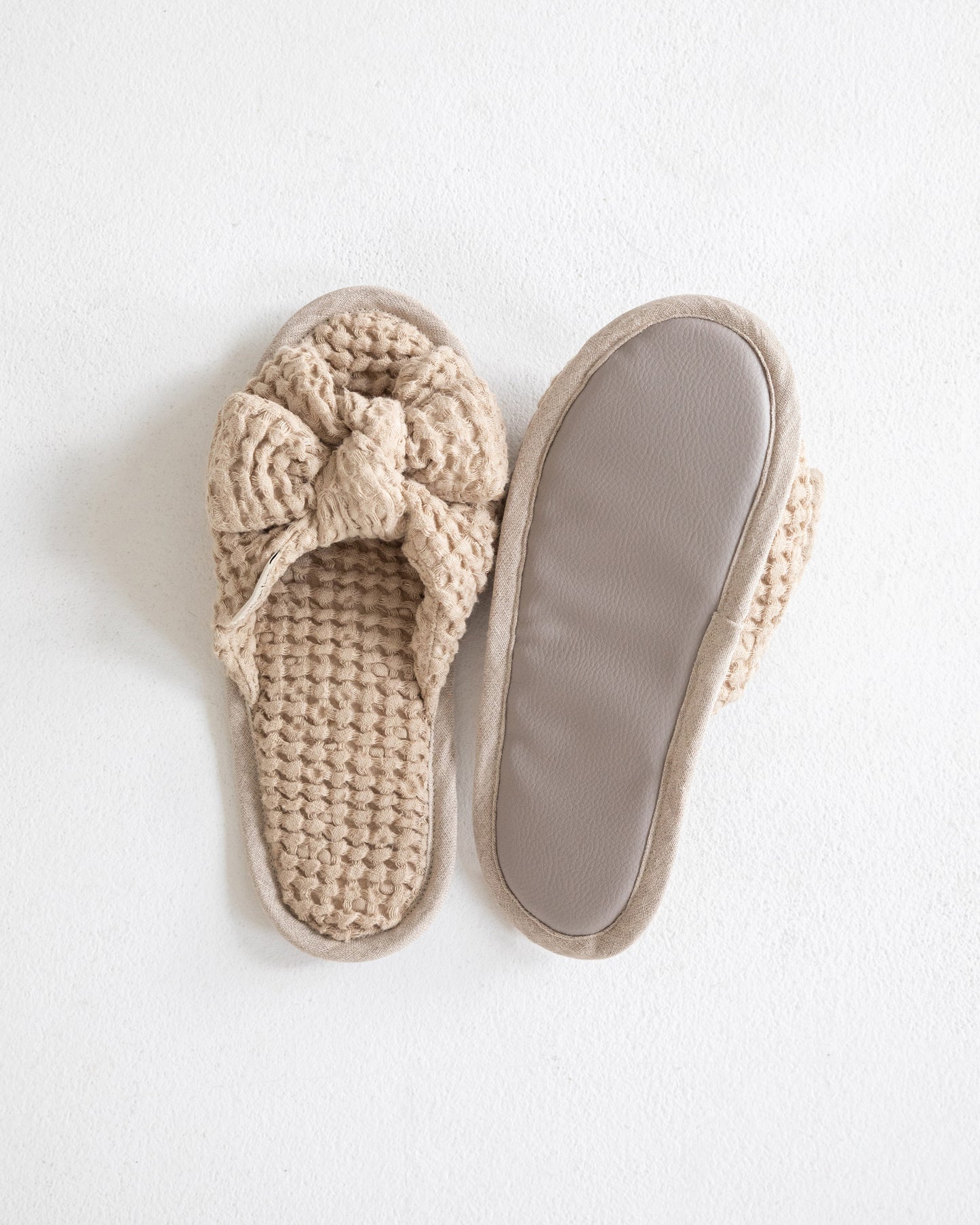 Bow tie Waffle Linen Slippers