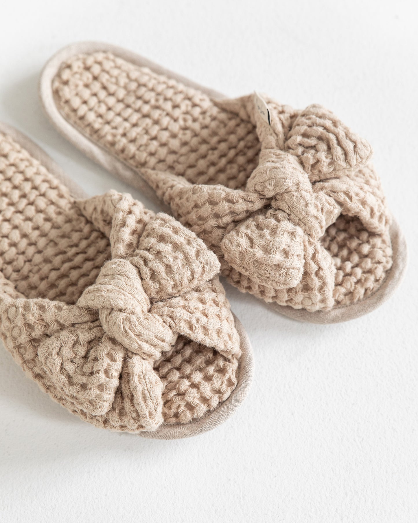 Bow tie Waffle Linen Slippers