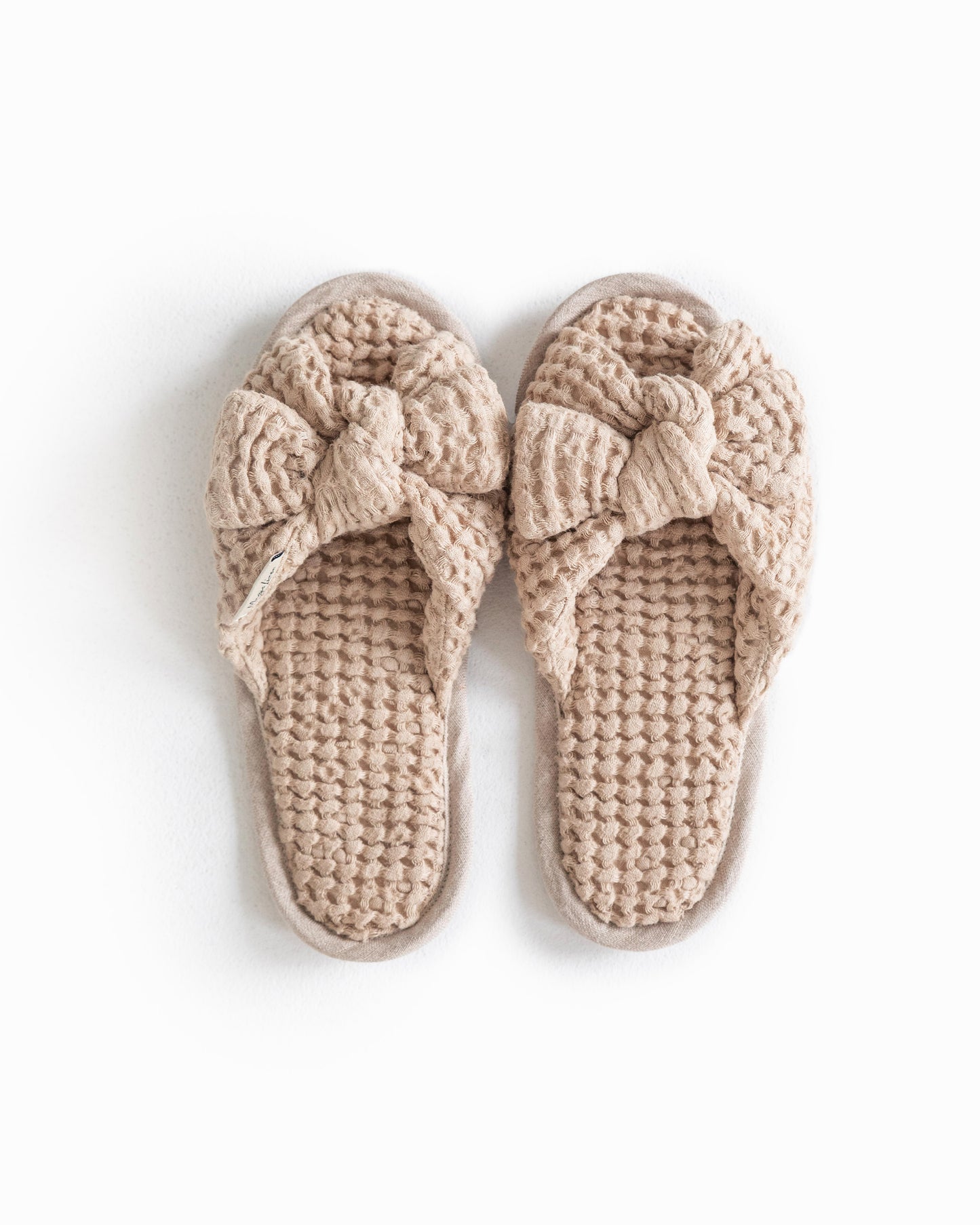 Bow tie Waffle Linen Slippers