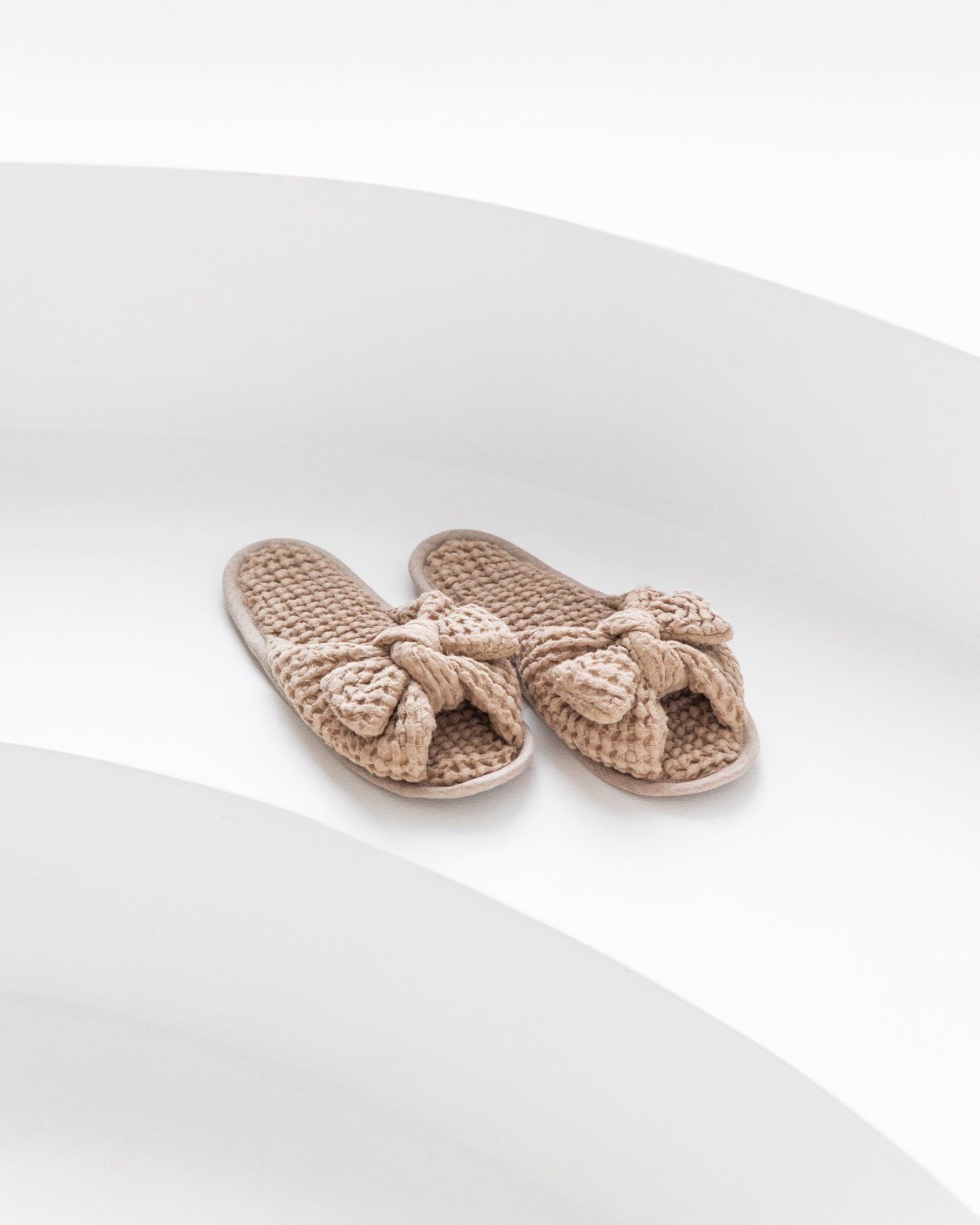 Bow tie Waffle Linen Slippers