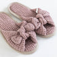 Bow tie Waffle Linen Slippers