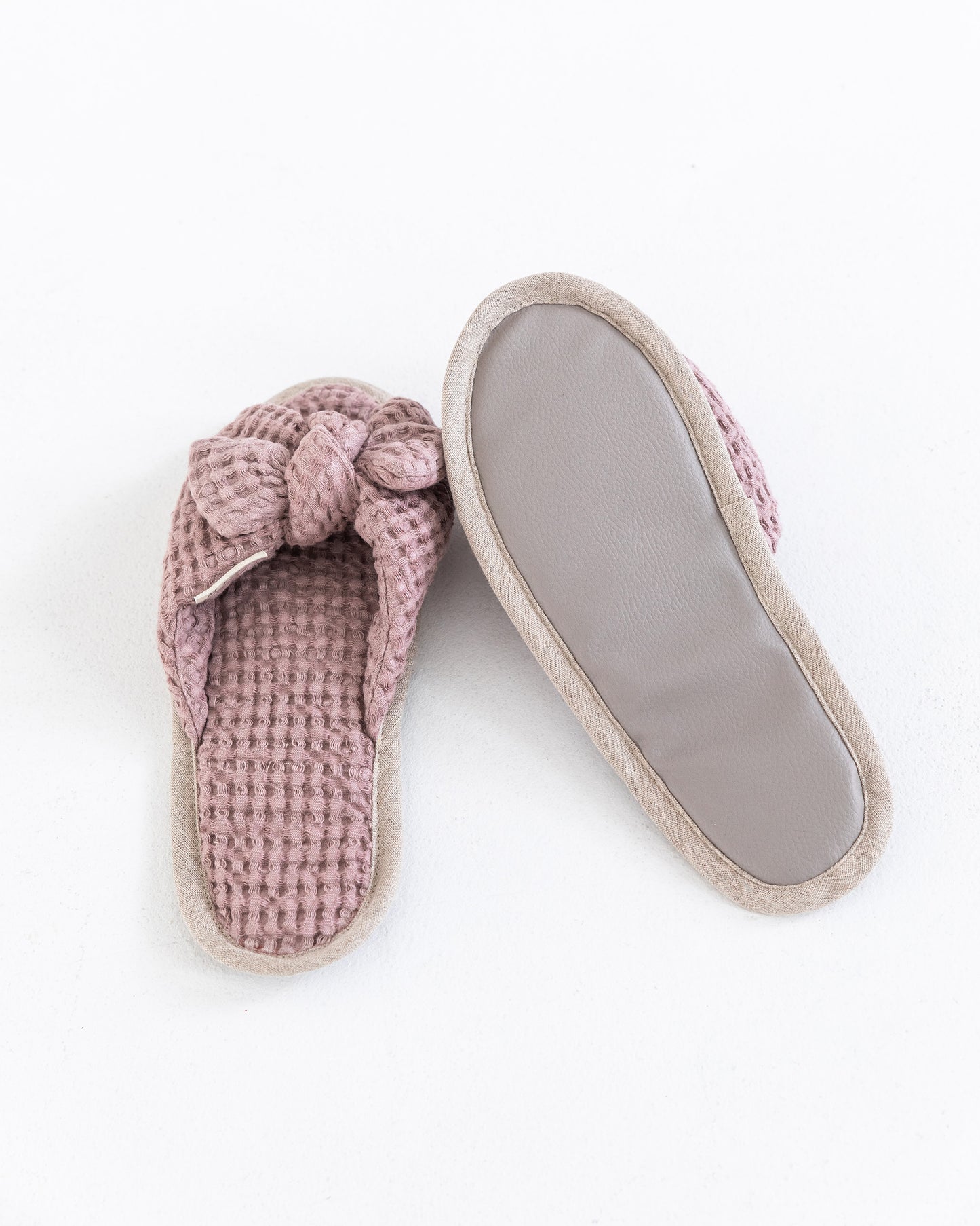 Bow tie Waffle Linen Slippers