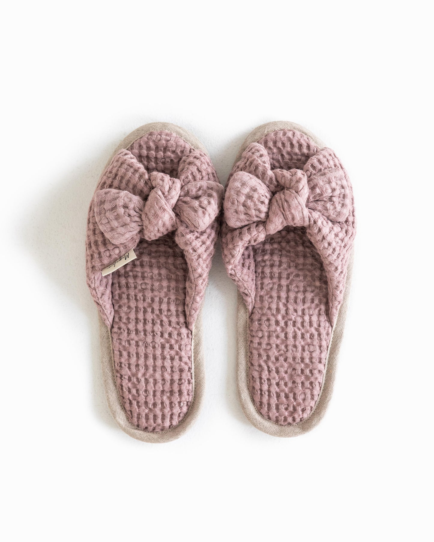 Bow tie Waffle Linen Slippers