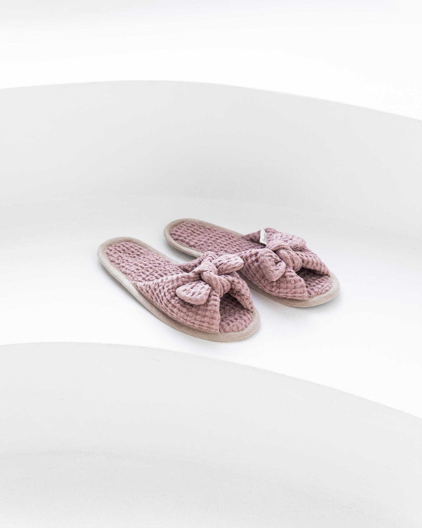 Bow tie Waffle Linen Slippers