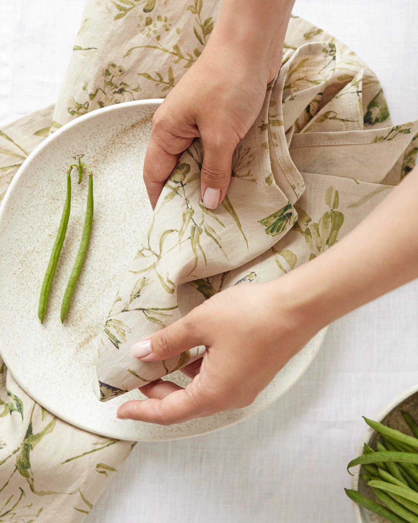 California greens print linen napkin set of 2