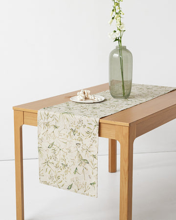 California greens print Linen table runner
