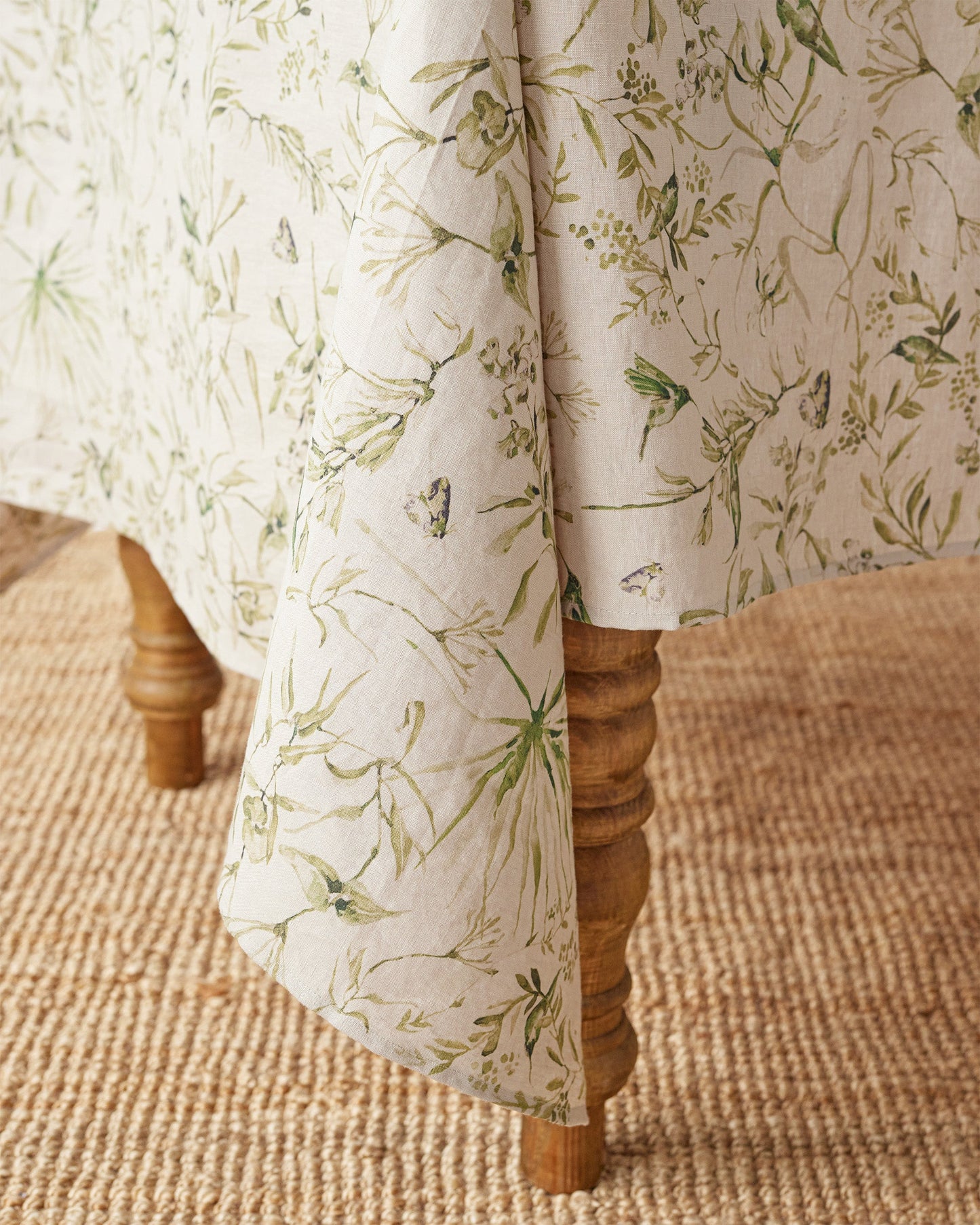California greens print linen tablecloth