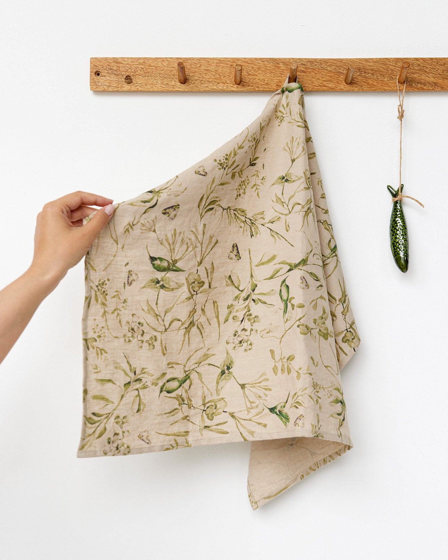 California greens print Linen tea towel