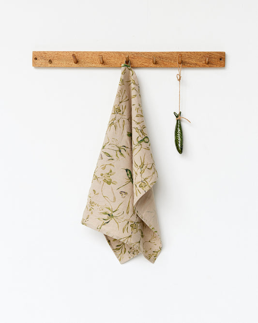 California greens print Linen tea towel