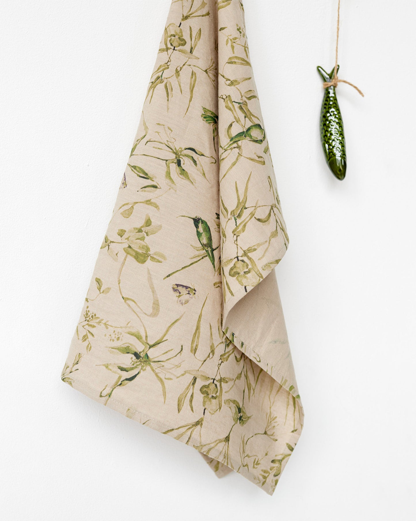 California greens print Linen tea towel