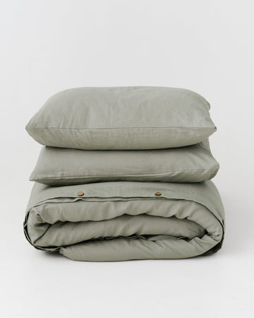 Calm sage linen duvet cover set (3 pcs)