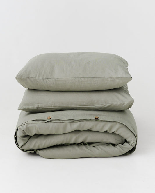 Calm sage linen duvet cover set (3 pcs)