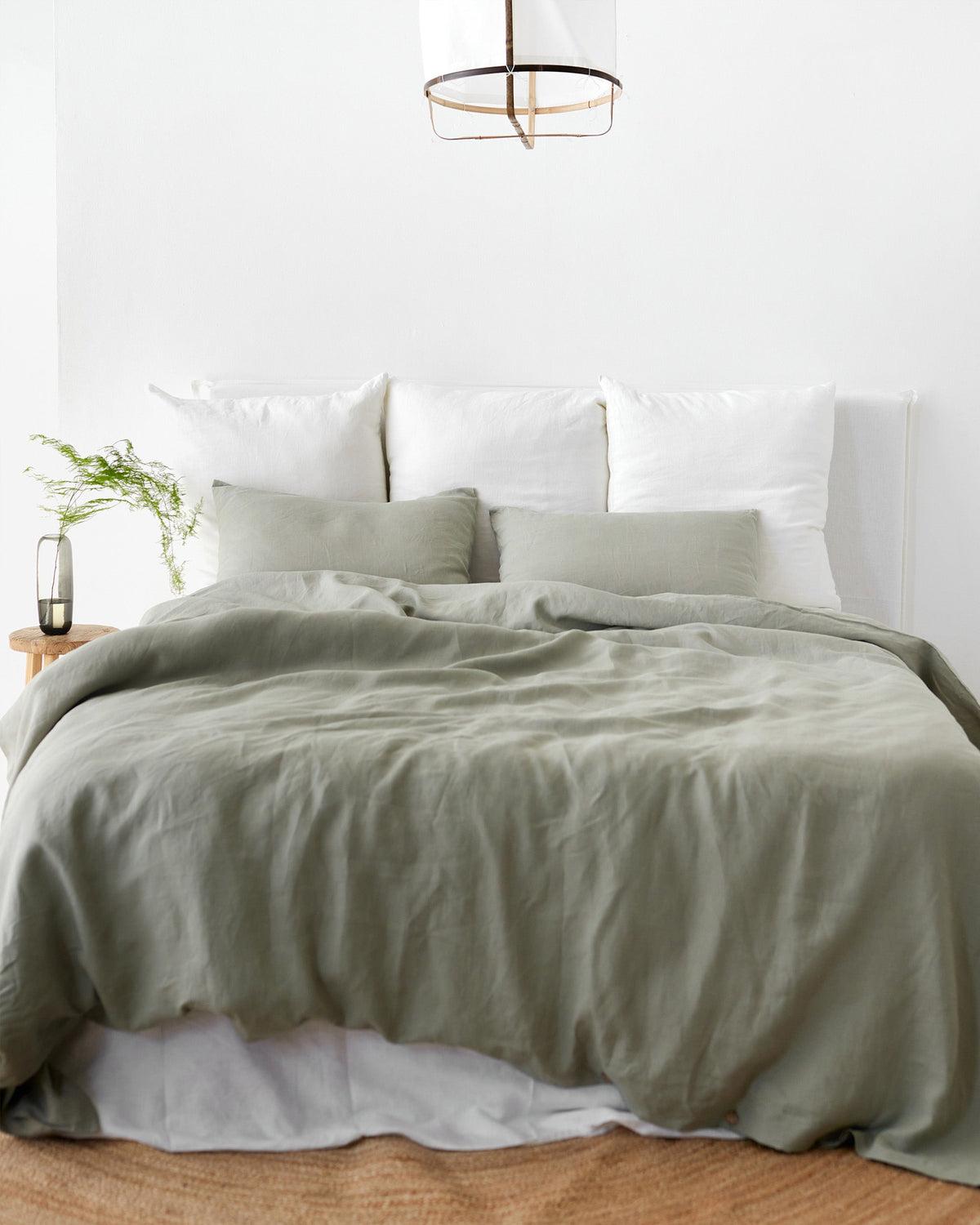 Calm sage linen duvet cover