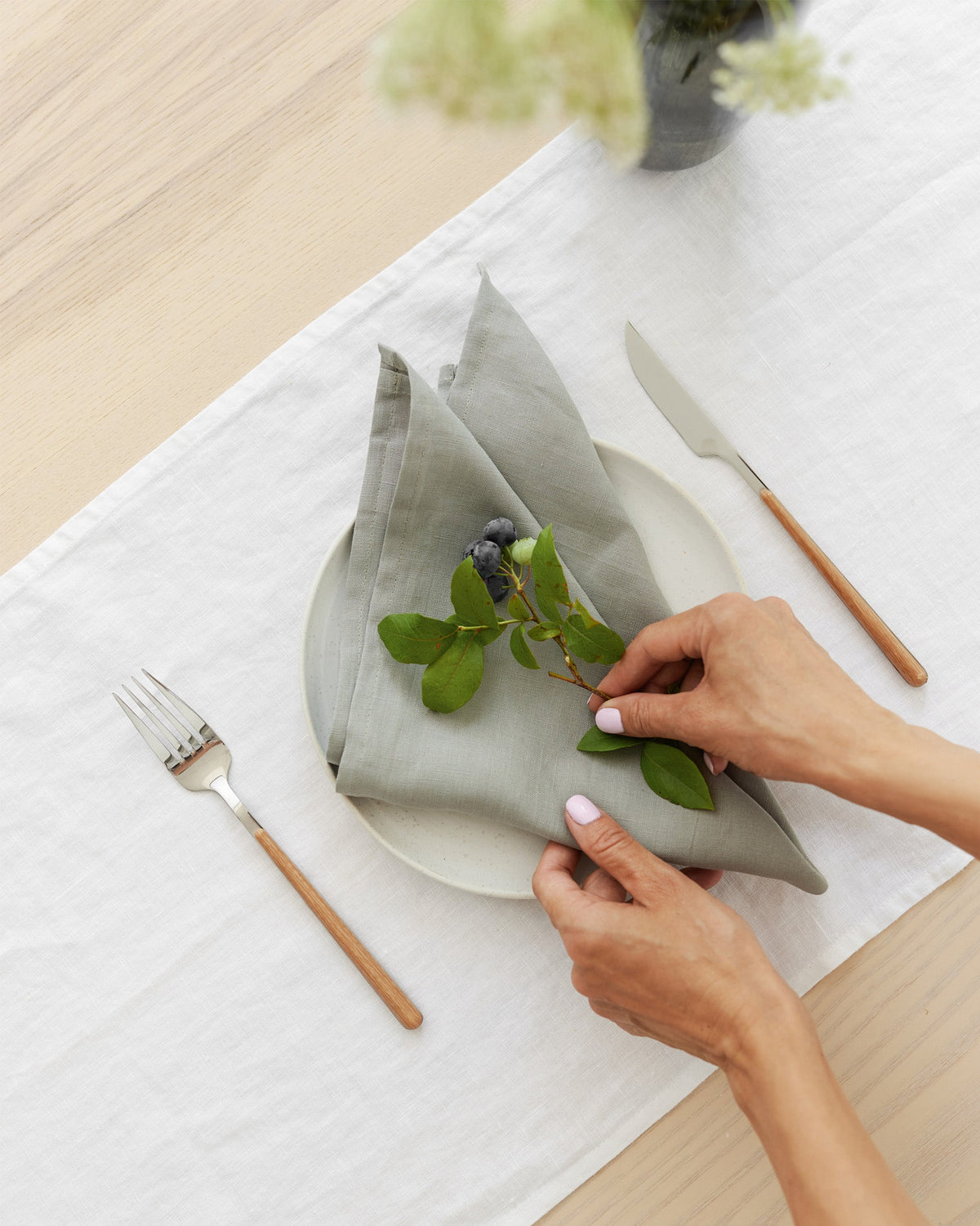 Calm Sage linen napkin set of 2