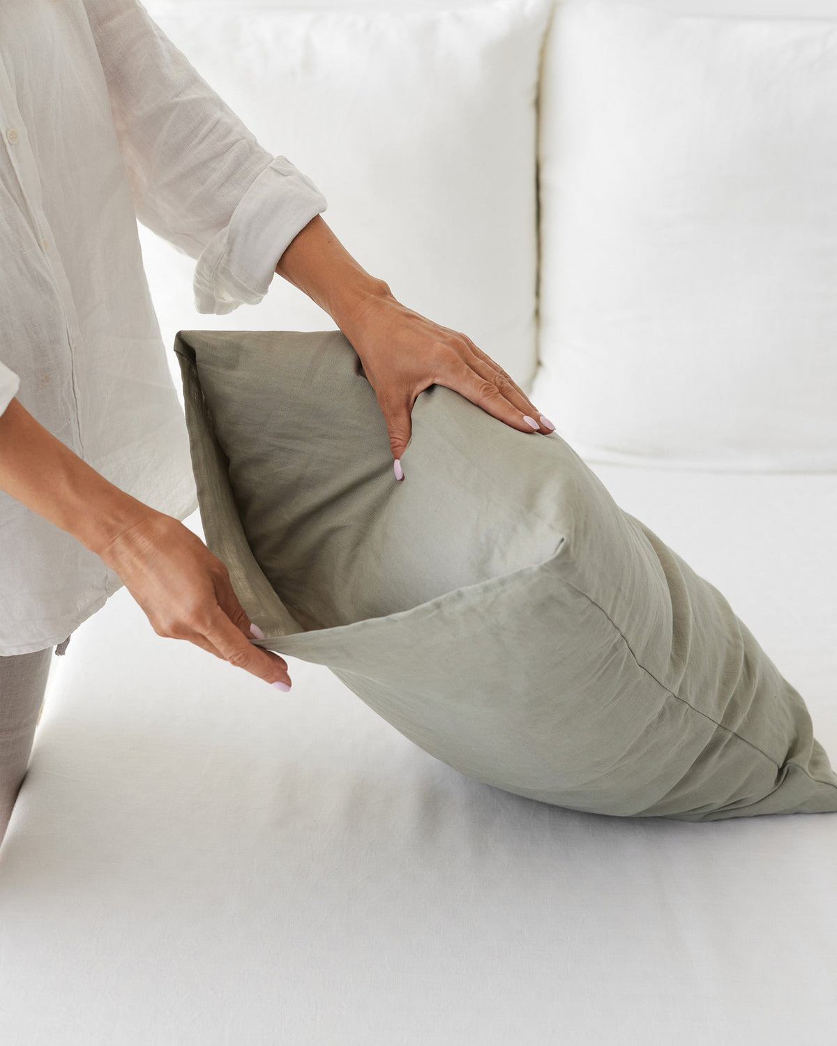 Calm sage linen sheet set (4 pcs)