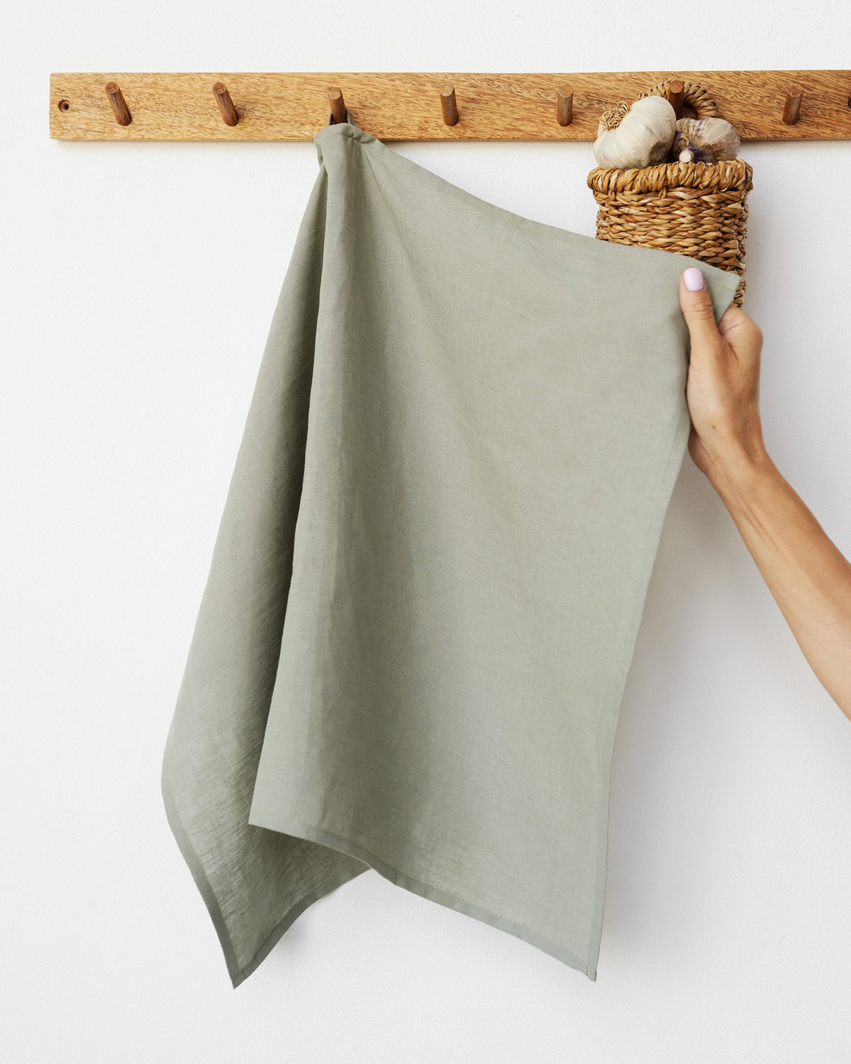 Linen tea towel in Calm Sage