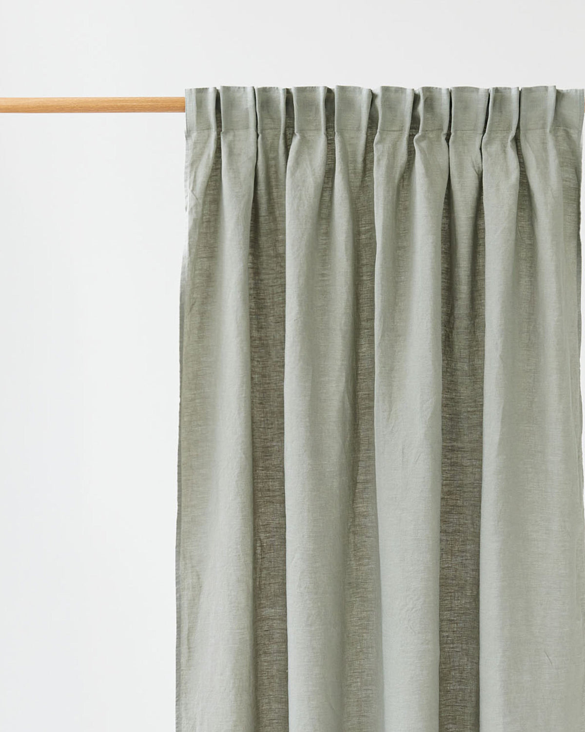 Pencil pleat linen curtain panel (1 pcs) in Calm sage