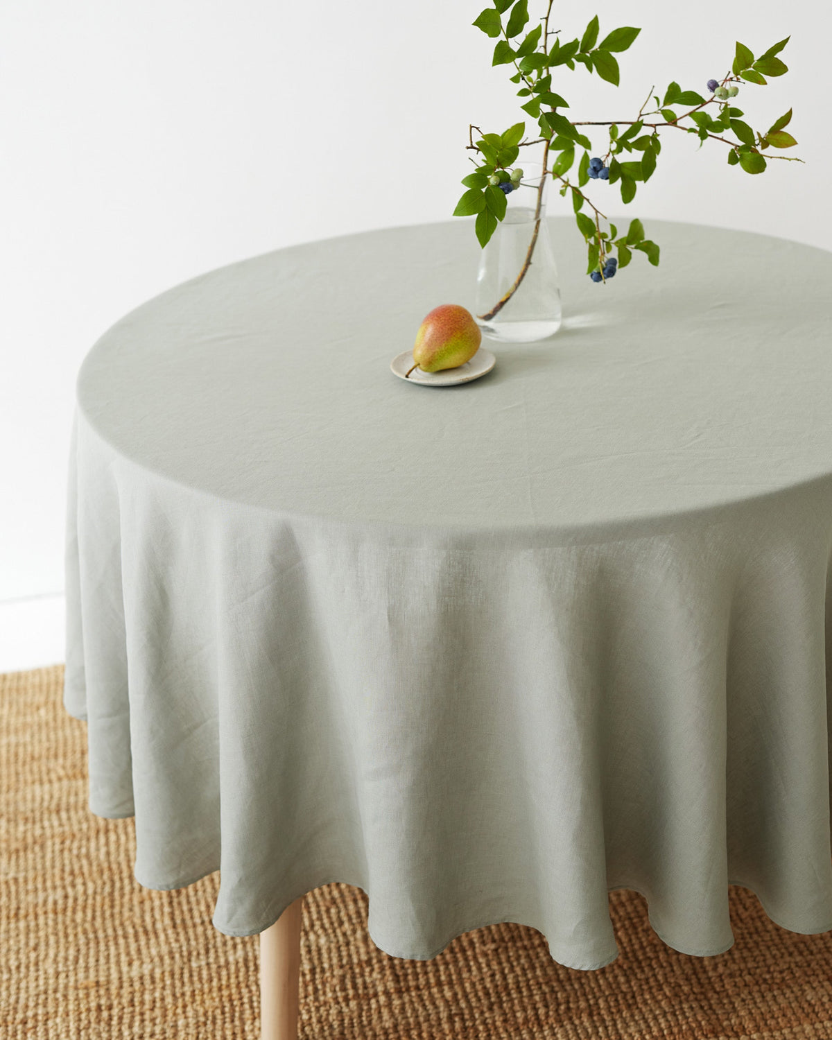 Round linen tablecloth in Calm Sage