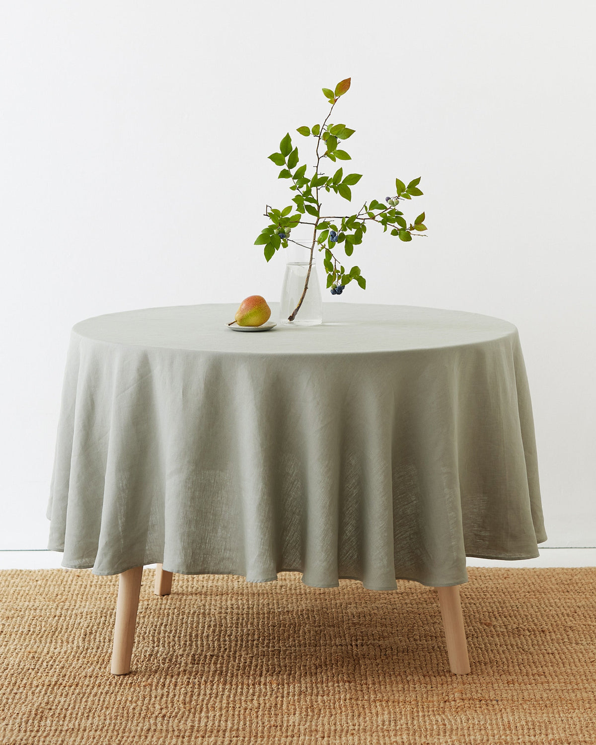 Round linen tablecloth in Calm Sage