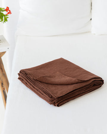 Chocolate brown linen flat sheet