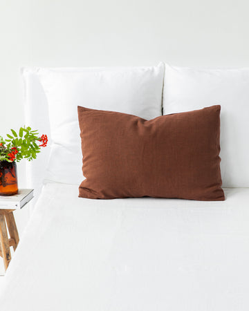Chocolate brown linen pillowcase