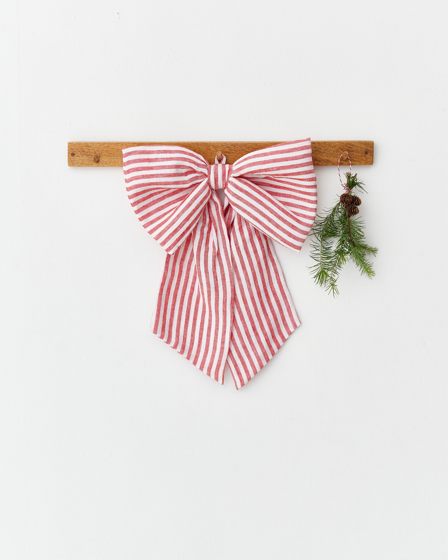 Striped in Red Linen Decorative Bow
