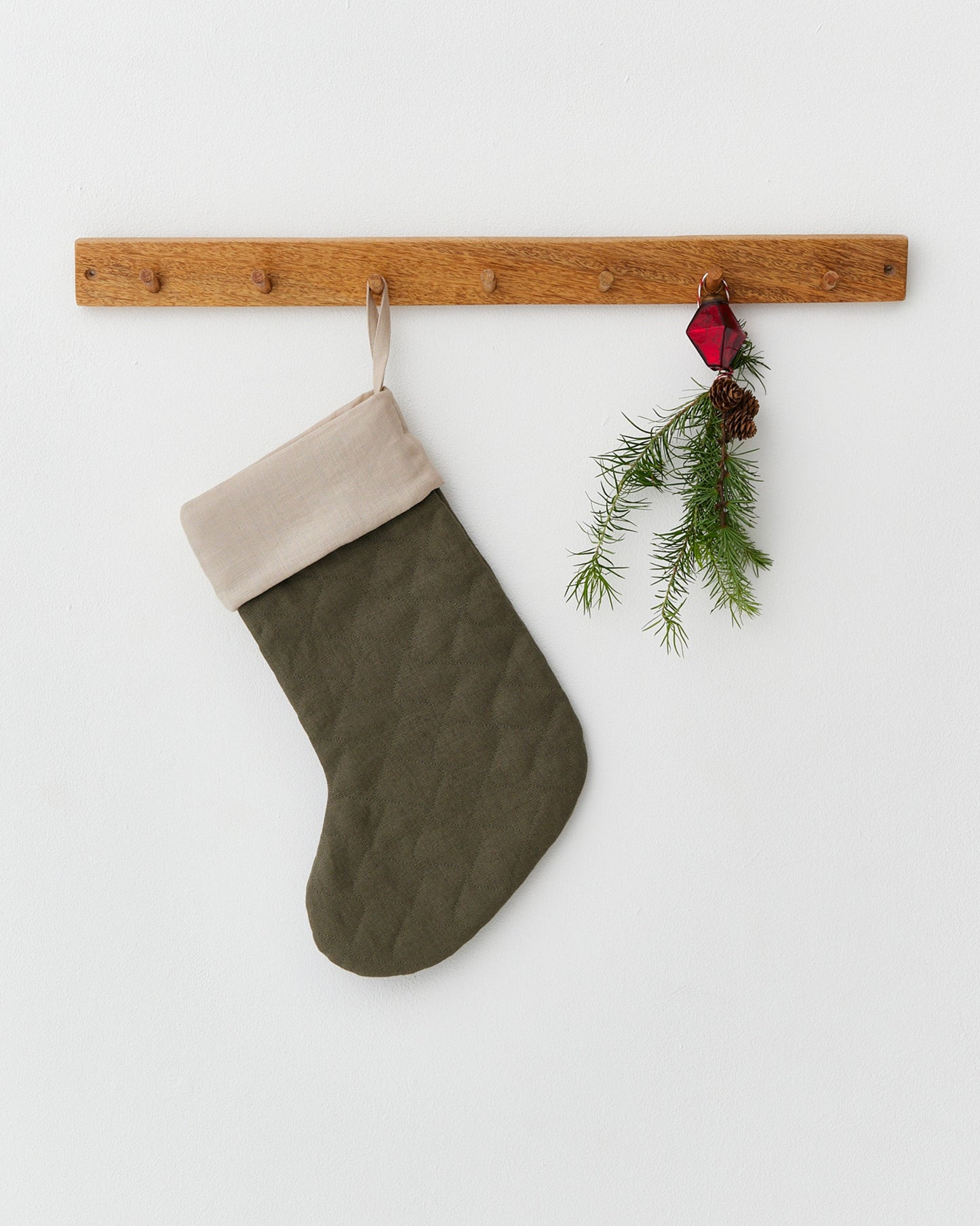 Christmas quilted Stocking in Dark green