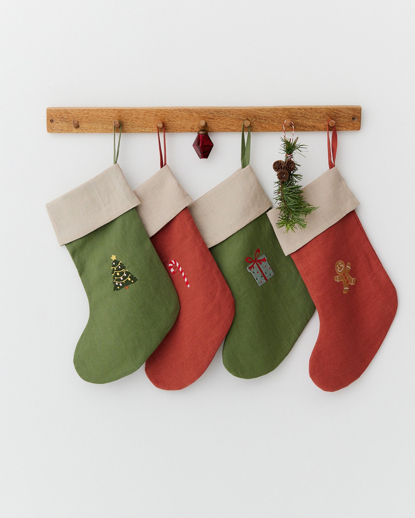 Christmas Stocking with Embroidered Gingerbread Man