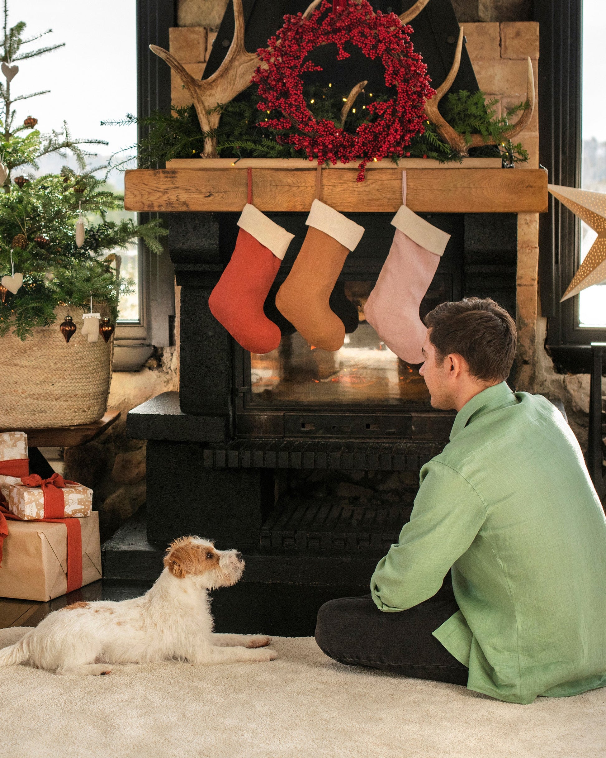 Christmas Stocking in Woodrose - MagicLinen