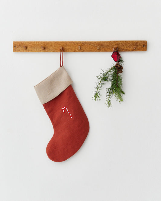 Christmas Stocking in embroidered Candy cane | MagicLinen