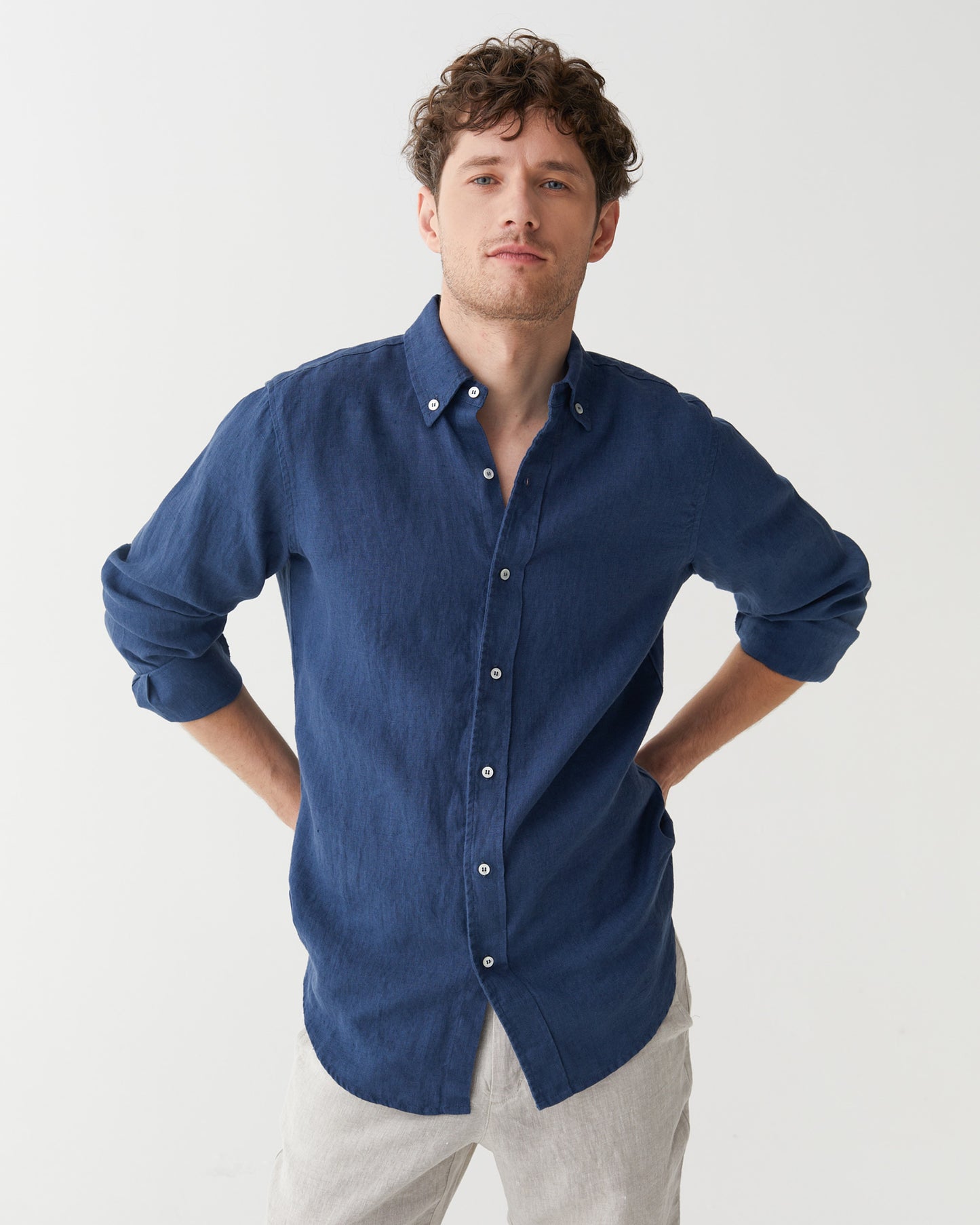 Men's Linen Shirt BOSTON in Deep navy blue