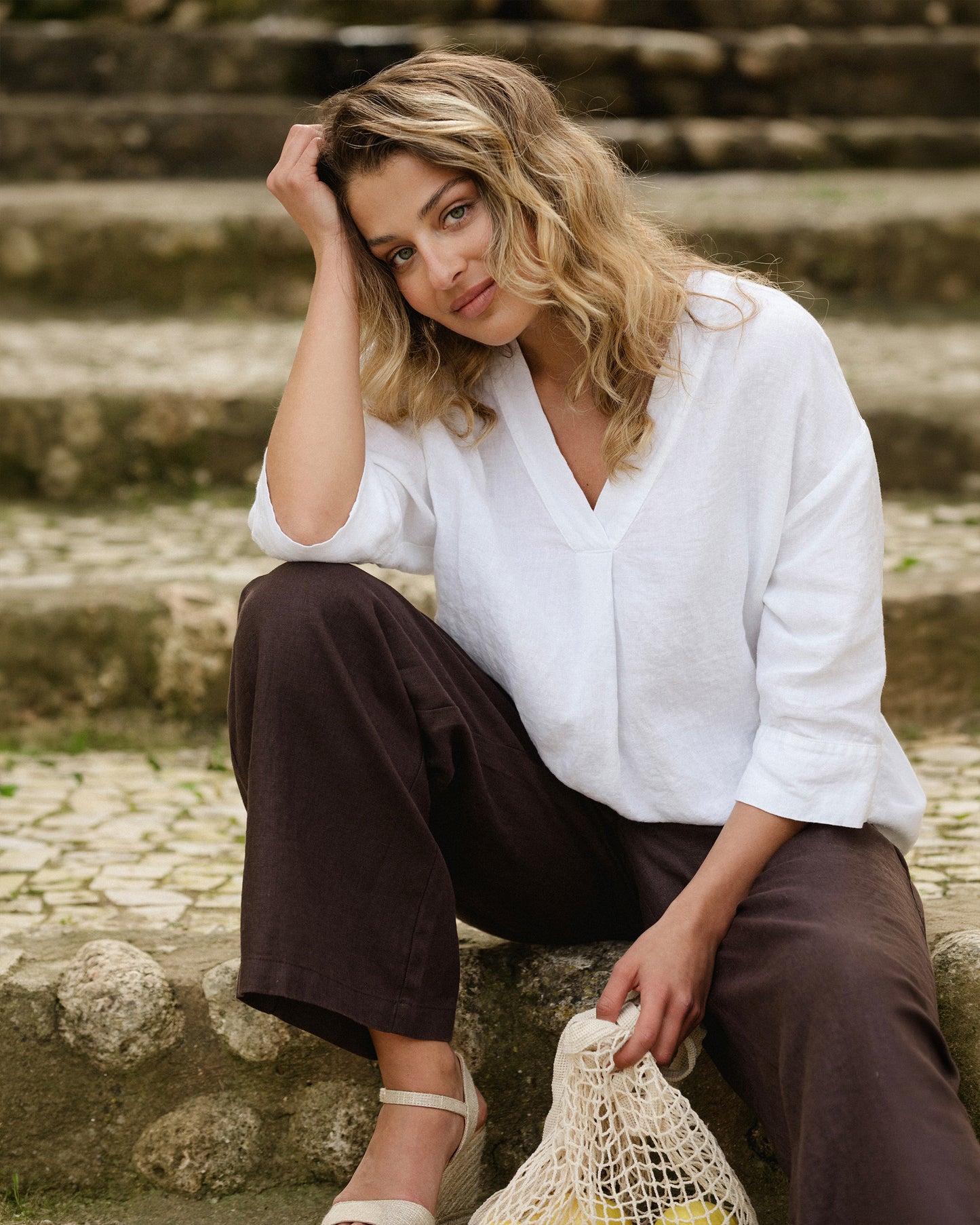 Linen Pants CURACAO in Espresso brown