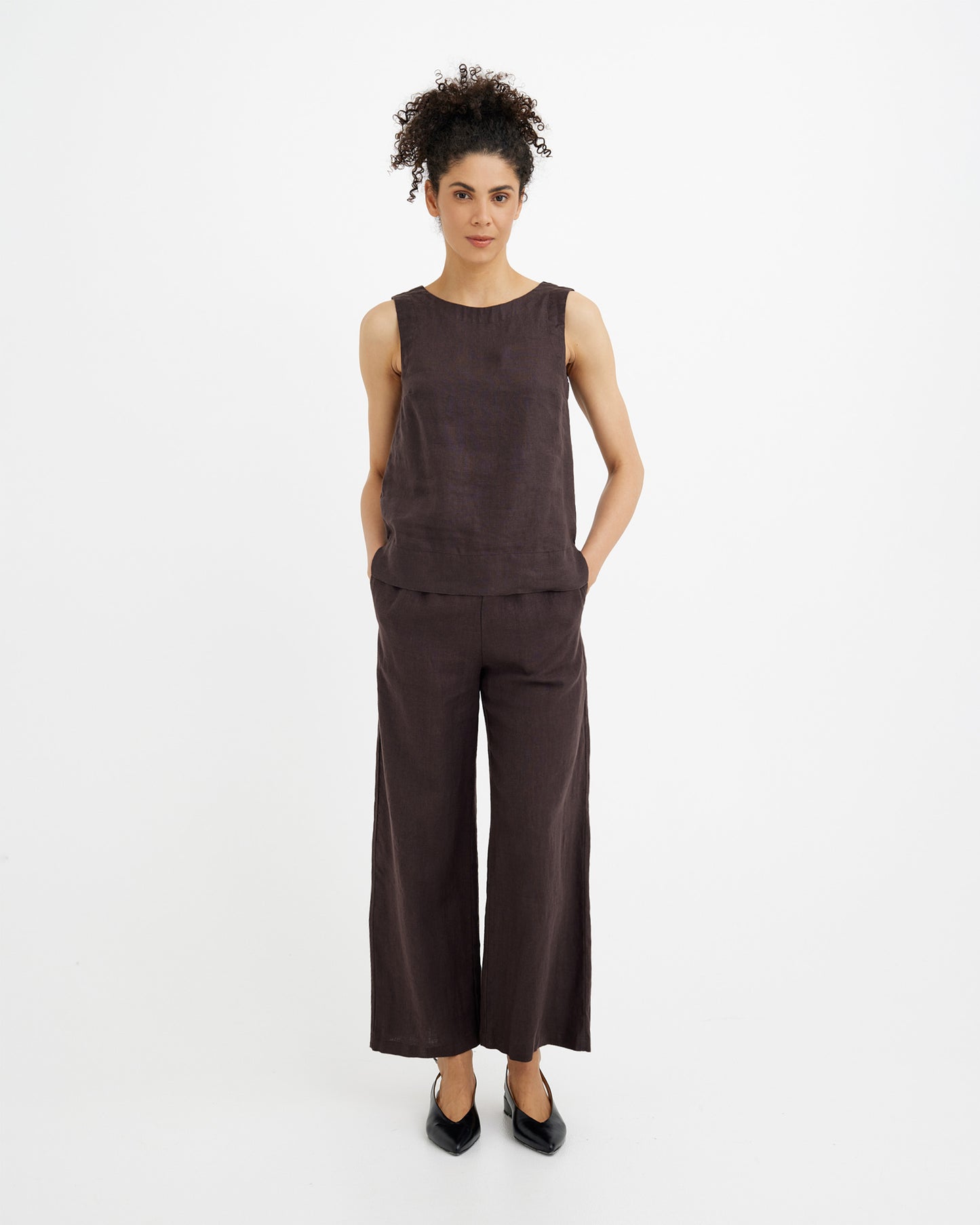 Linen Pants CURACAO in Espresso brown