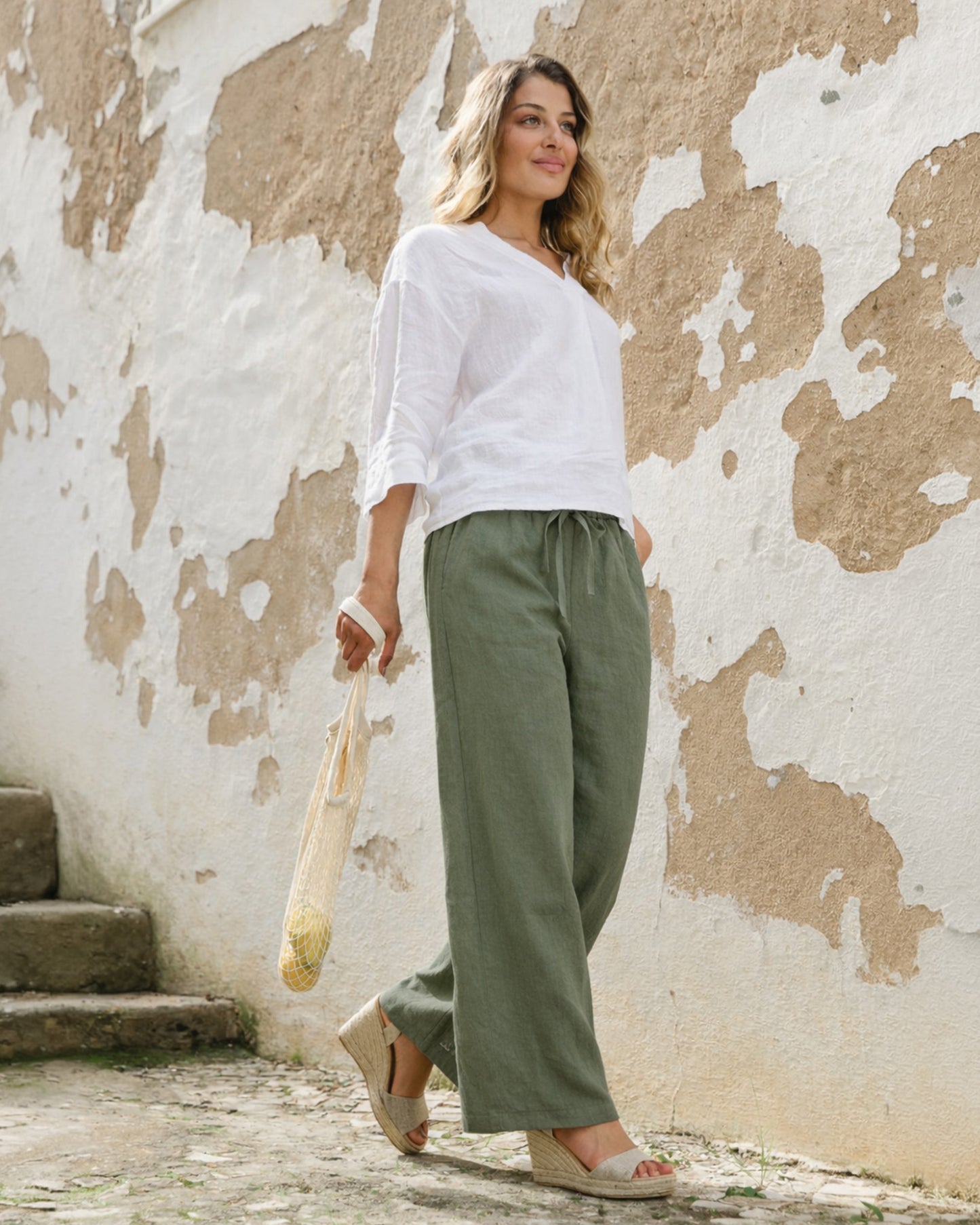 Linen Pants CURACAO in Mist green